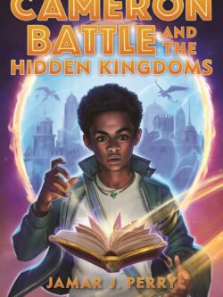 Cameron Battle and the Hidden Kingdoms Black Boy Reading a Book with a magical globe in background