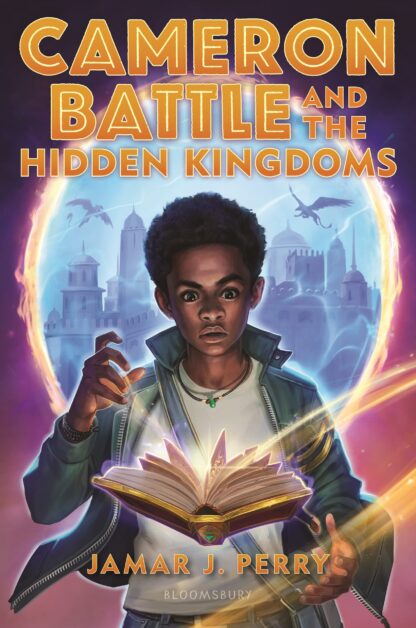 Cameron Battle and the Hidden Kingdoms Black Boy Reading a Book with a magical globe in background